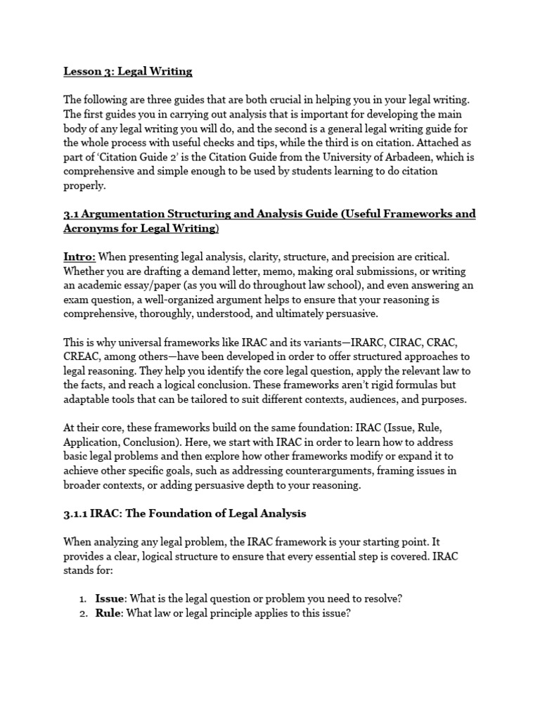 1st Years Legal Writing &amp; Citation (Lessons 3-4) | PDF | Citation ...