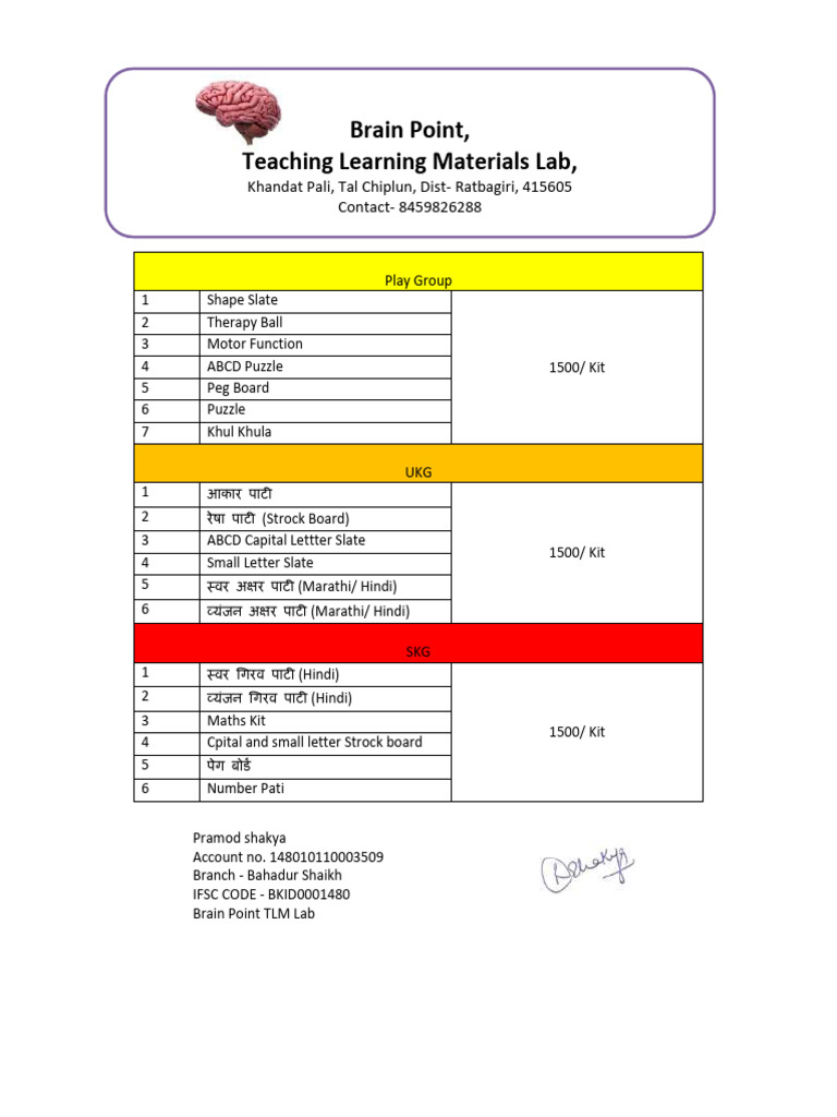 TLM Kit for Early Childhood Education | PDF