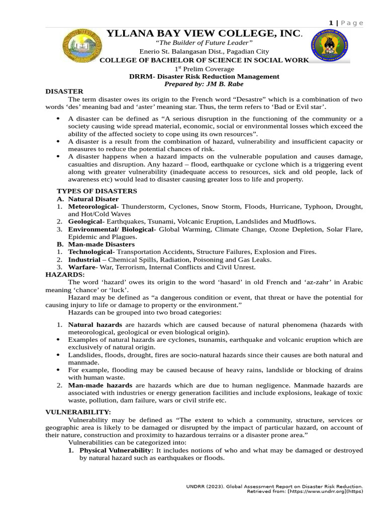 Disaster Risk Reduction Overview | PDF | Natural Disasters | Hazards