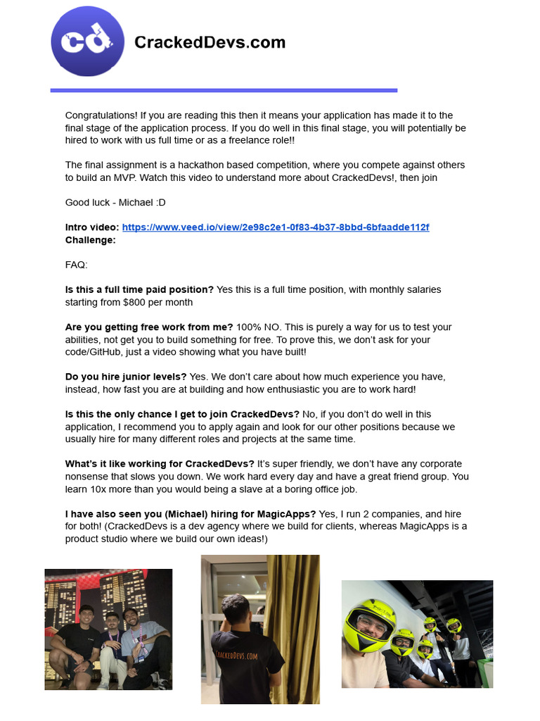 Final Stage Hackathon for CrackedDevs | PDF