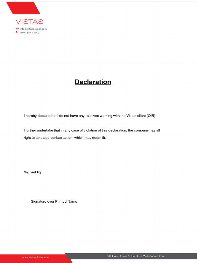 Declaration of No Conflict of Interest | PDF