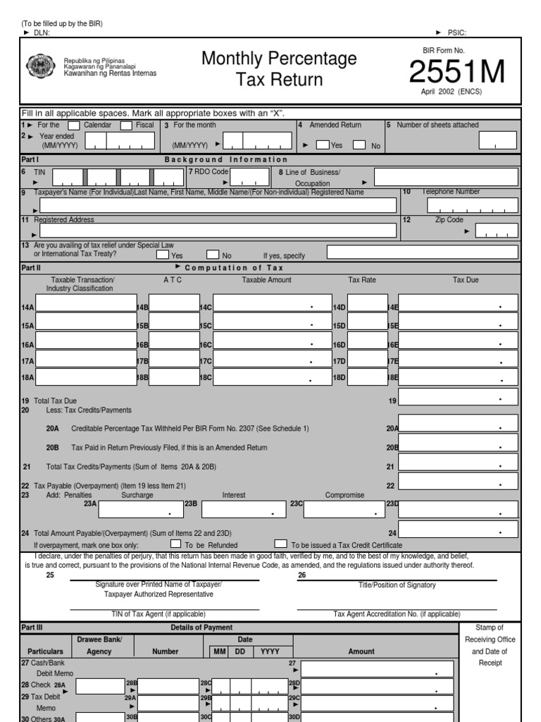 bir form no. 2551m