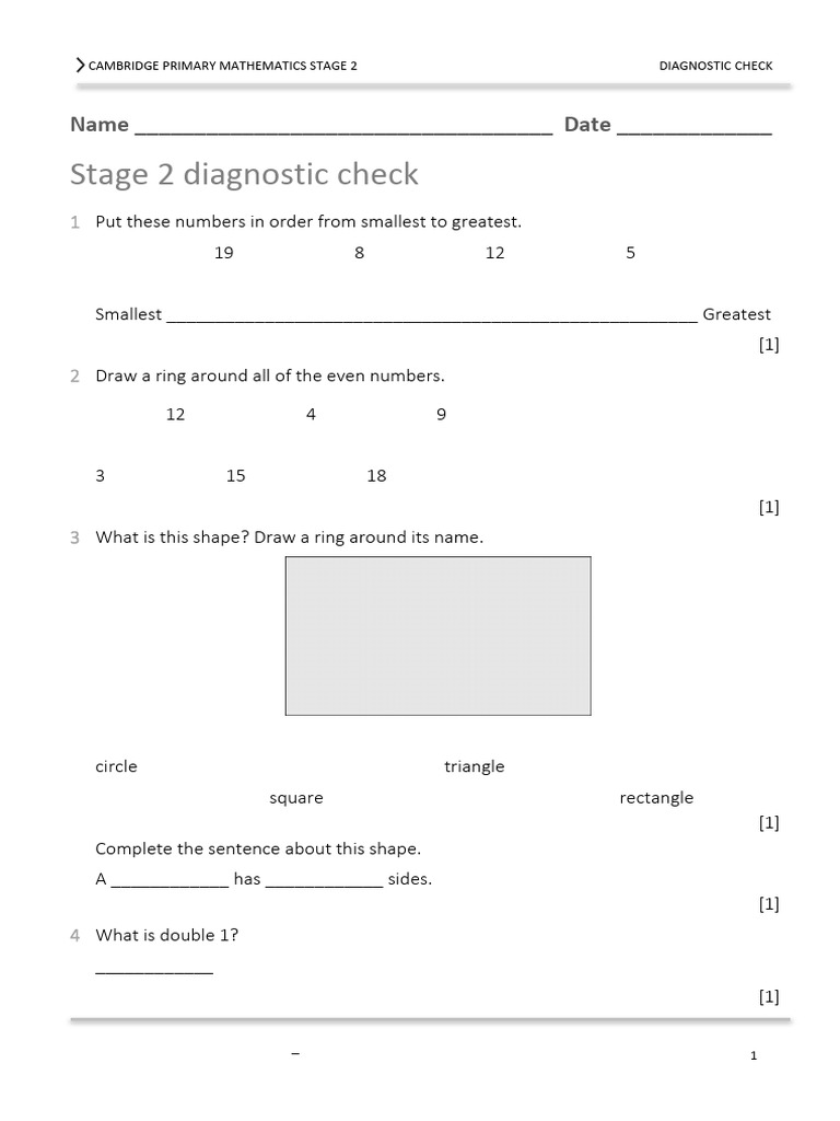 Stage 2 Maths Diagnostic Worksheet | PDF | Shape | Classical Geometry