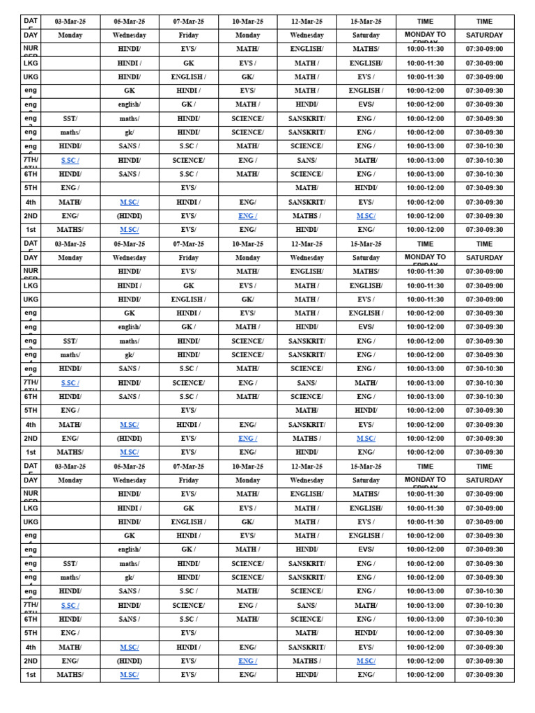 Weekly Class Schedule Overview | PDF | Linguistics | Sociolinguistics