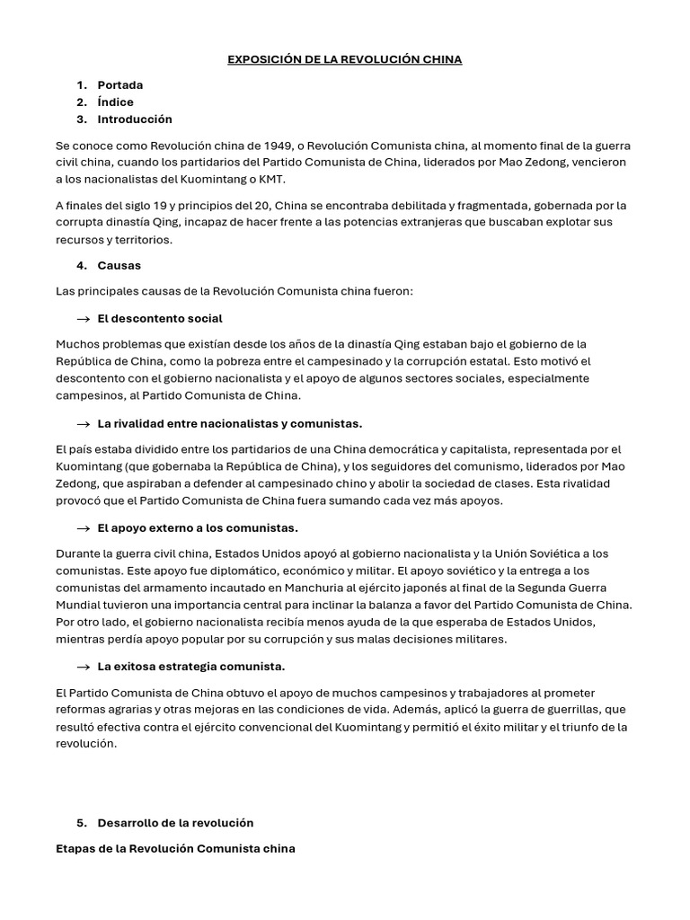 Causas y Consecuencias de la Revolución China | PDF | Guerra civil ...