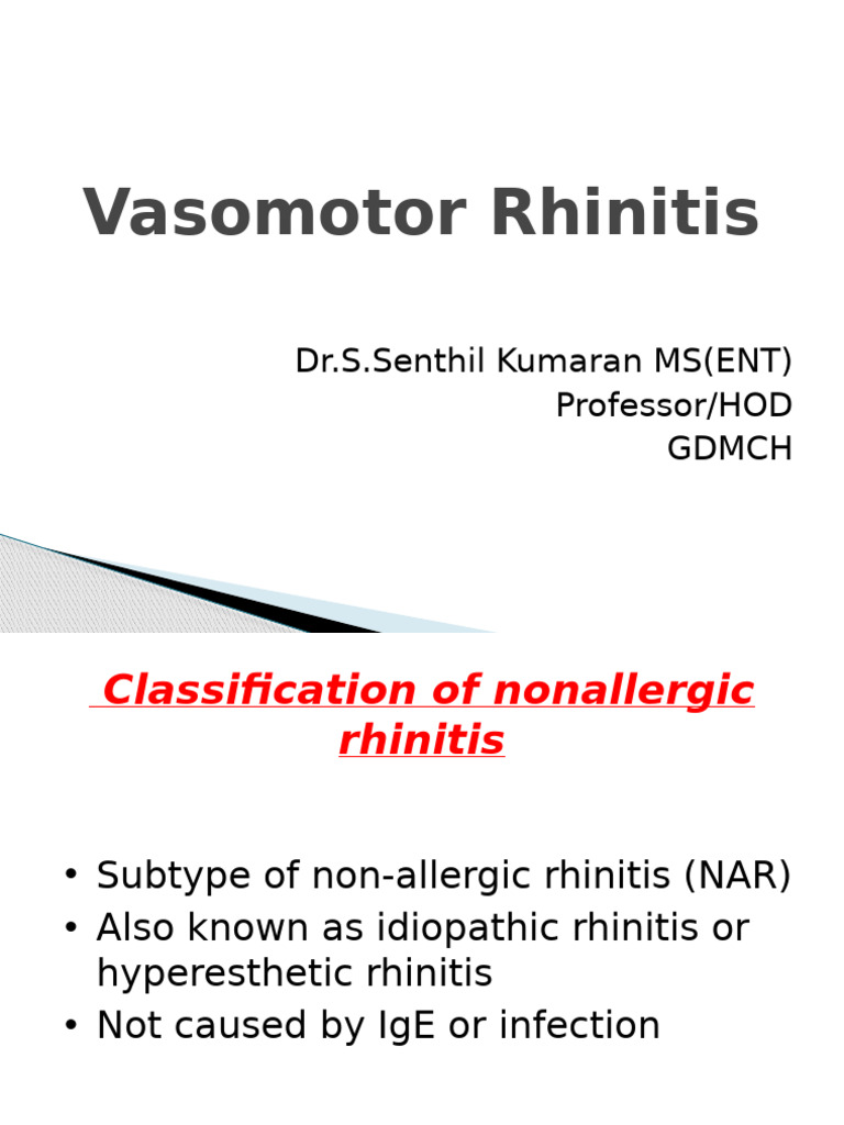 Overview of Vasomotor Rhinitis | PDF | Allergy | Clinical Medicine