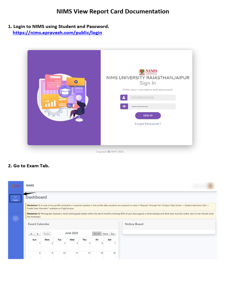 NIMS Report Card Access Guide | PDF