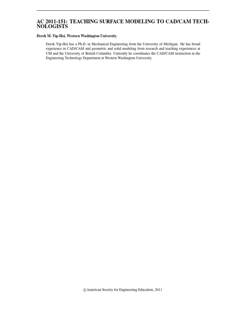 Teaching Surface Modeling in CAD/CAM | PDF | Computer Aided Design ...