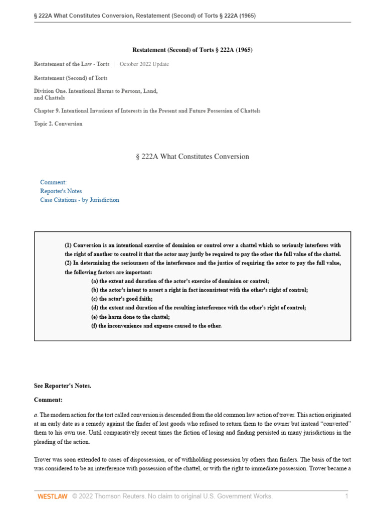 Understanding Conversion in Torts Law | PDF | Conversion (Law) | Justice
