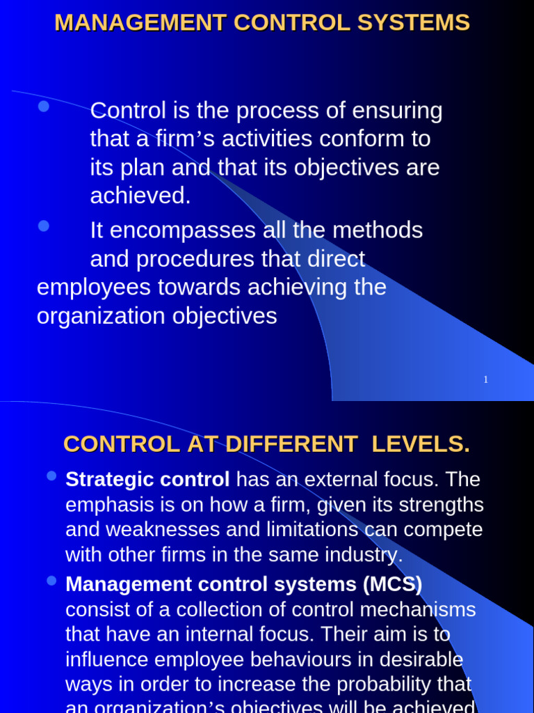 Management Control Systems | PDF | Budget | Feedback