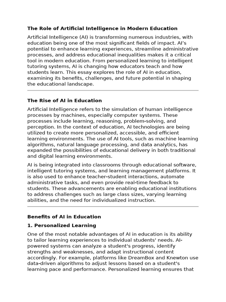 AI's Impact on Modern Education | PDF | Artificial Intelligence ...