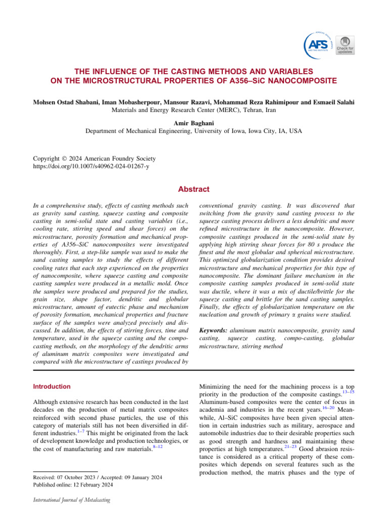 The Influence of The Casting Methods and Variables On The ...