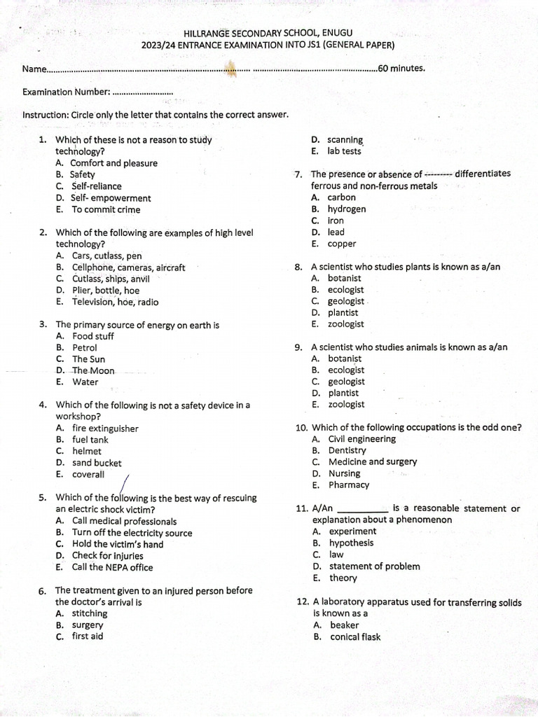 2023 Entrance Exam General Paper 1 | PDF