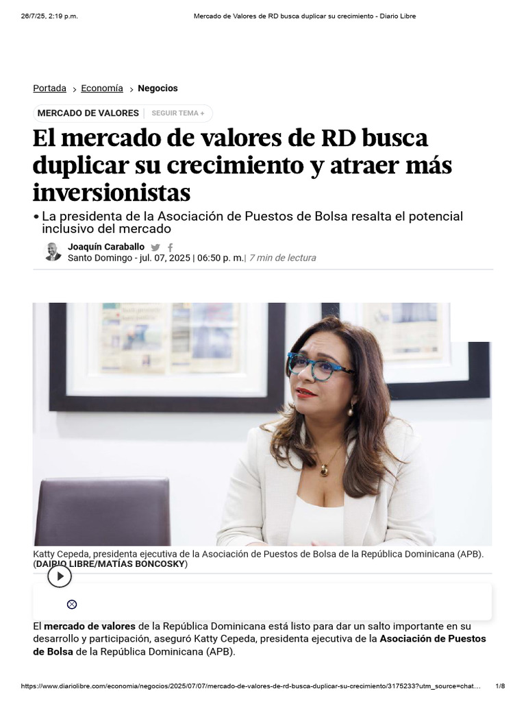 Mercado de Valores de RD Busca Duplicar Su Crecimiento - Diario Libre ...