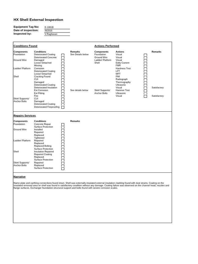 HX Shell Inspection Report Summary | PDF | Mechanical Engineering ...