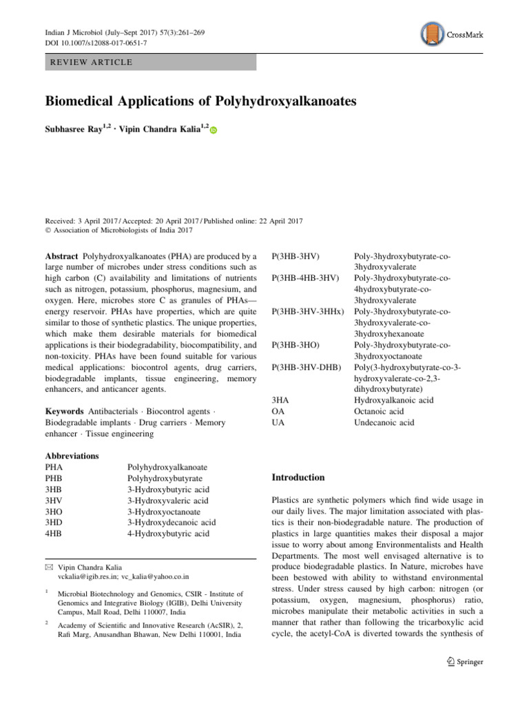 Biomedical Uses of Polyhydroxyalkanoates | PDF | Tissue Engineering ...