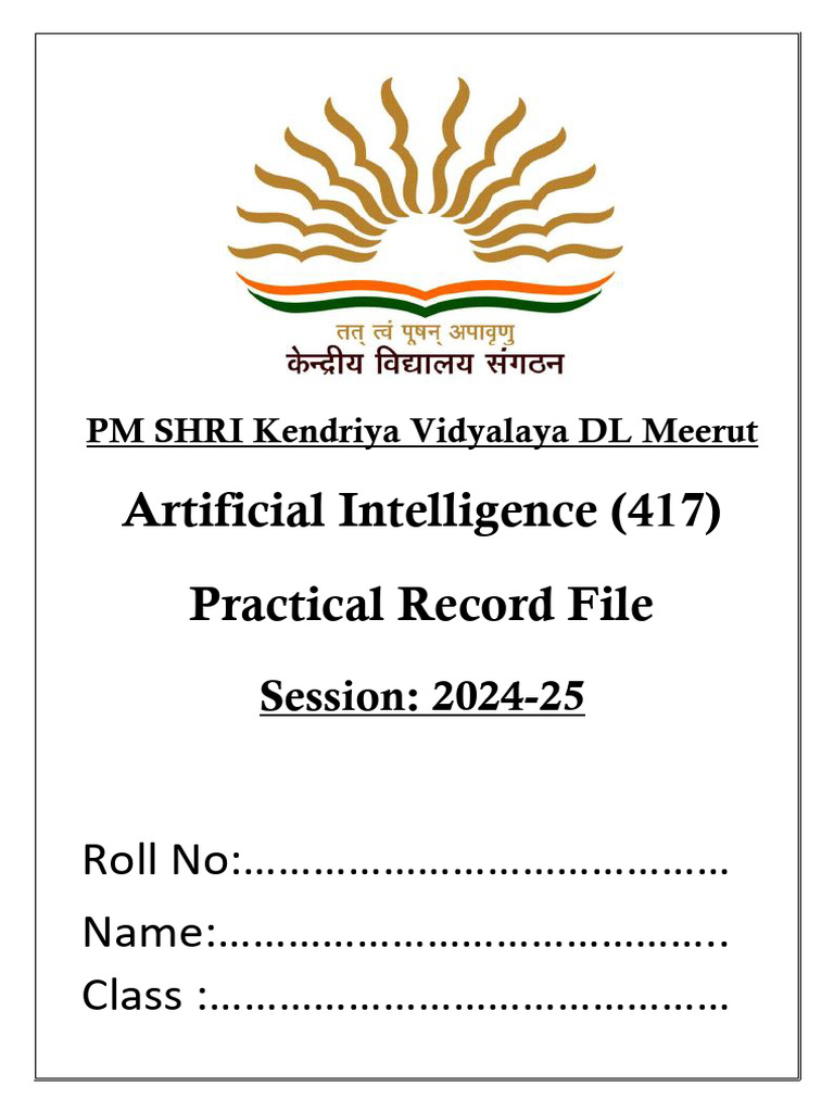 Class 9 AI Practical Record File | PDF | Artificial Intelligence ...