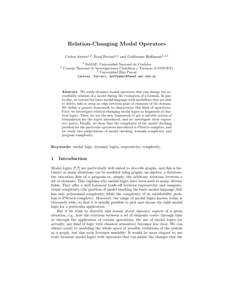 Relation-Changing Modal Operators | PDF | First Order Logic ...