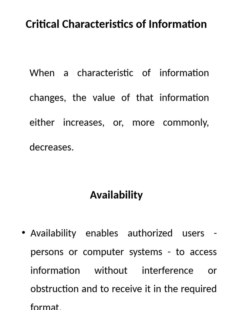 Critical Characteristics of Information | PDF | Security | Computer ...