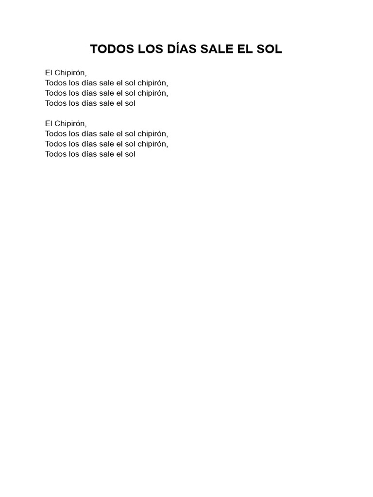 Todos Los Días Sale El Sol (LETRA) | PDF