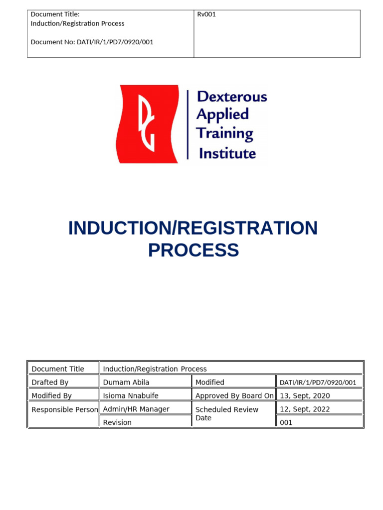 Induction Process at DATI | PDF