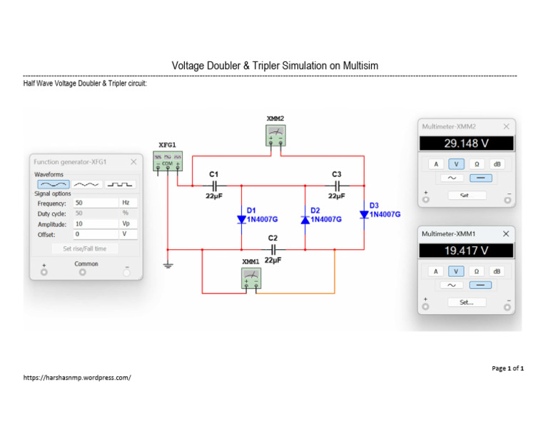 Voltage Doubler & Tripler Simulation | PDF