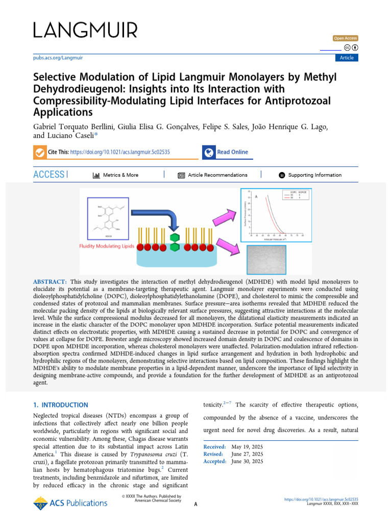 Berllini Et Al 2025 Selective Modulation of Lipid Langmuir Monolayers ...