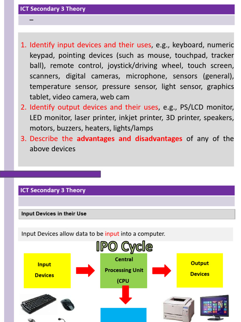 Sec 3 02 - Input and Output Devices and Their Uses | PDF | Computer ...