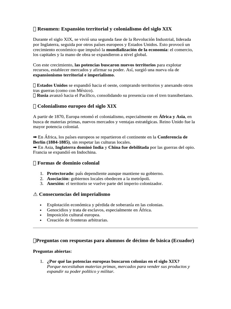 Colonialismo y expansión del siglo XIX | PDF | Colonialismo | Imperialismo