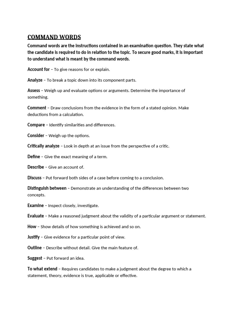Copy Command Words | PDF
