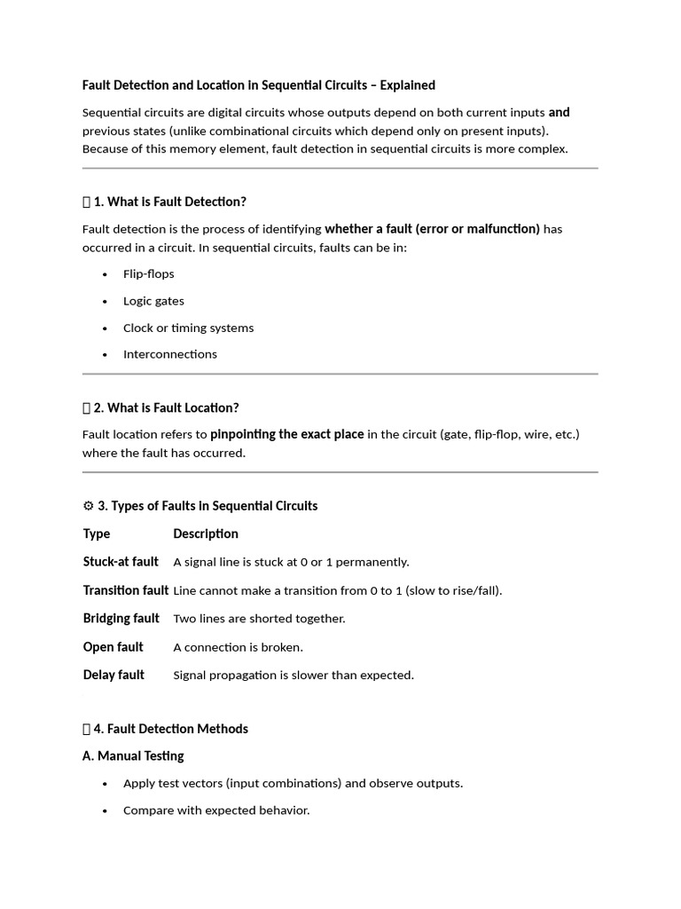 Fault Detection in Sequential Circuits | PDF | Electrical Engineering ...