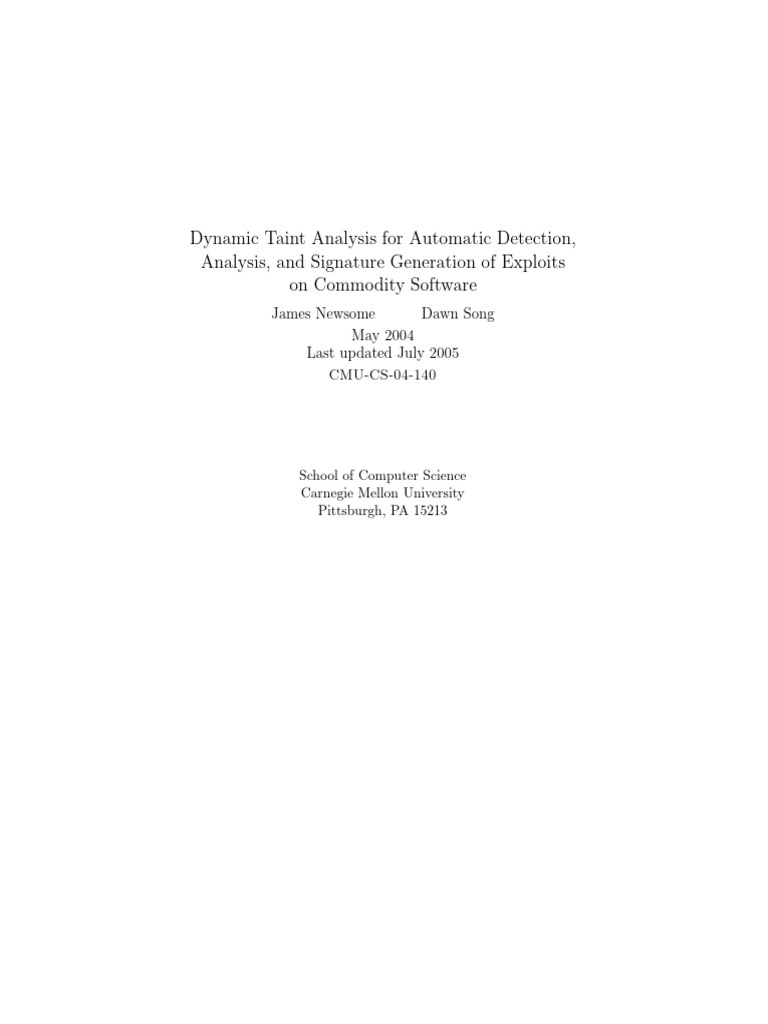 Dynamic Taint Analysis for Exploit Detection | PDF | Pointer (Computer ...
