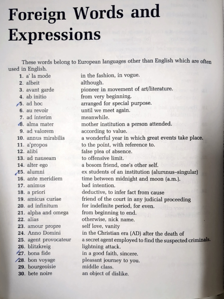 Foreign Expressions and Their Meanings | PDF