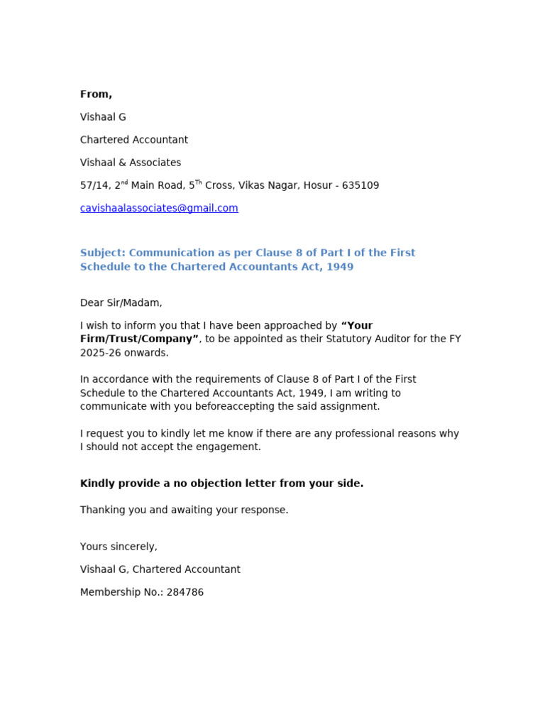 CA Communication Letter | PDF