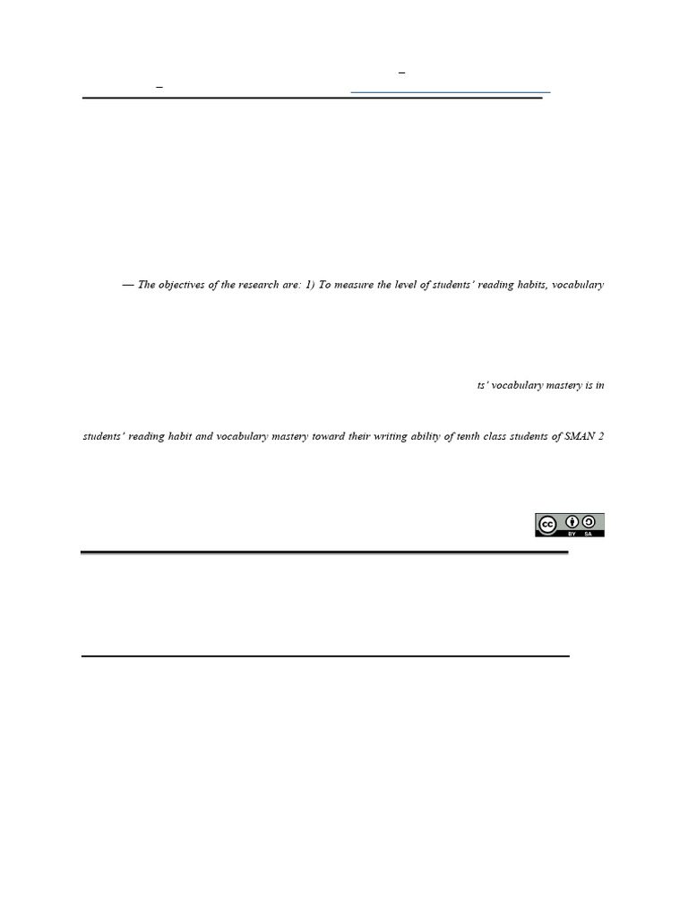 The Correlation Between Students' Reading Habits and Vocabulary Mastery ...