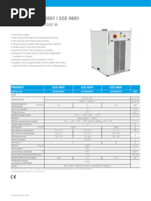 Pfannenberg CCE Chillers Overview | PDF | Electricity | Home Appliance