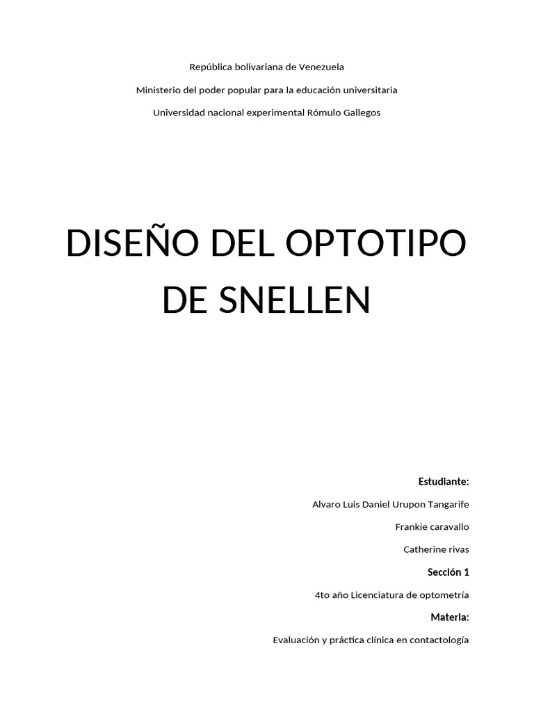Diseño del Optotipo de Snellen | PDF | Agudeza visual | Visión