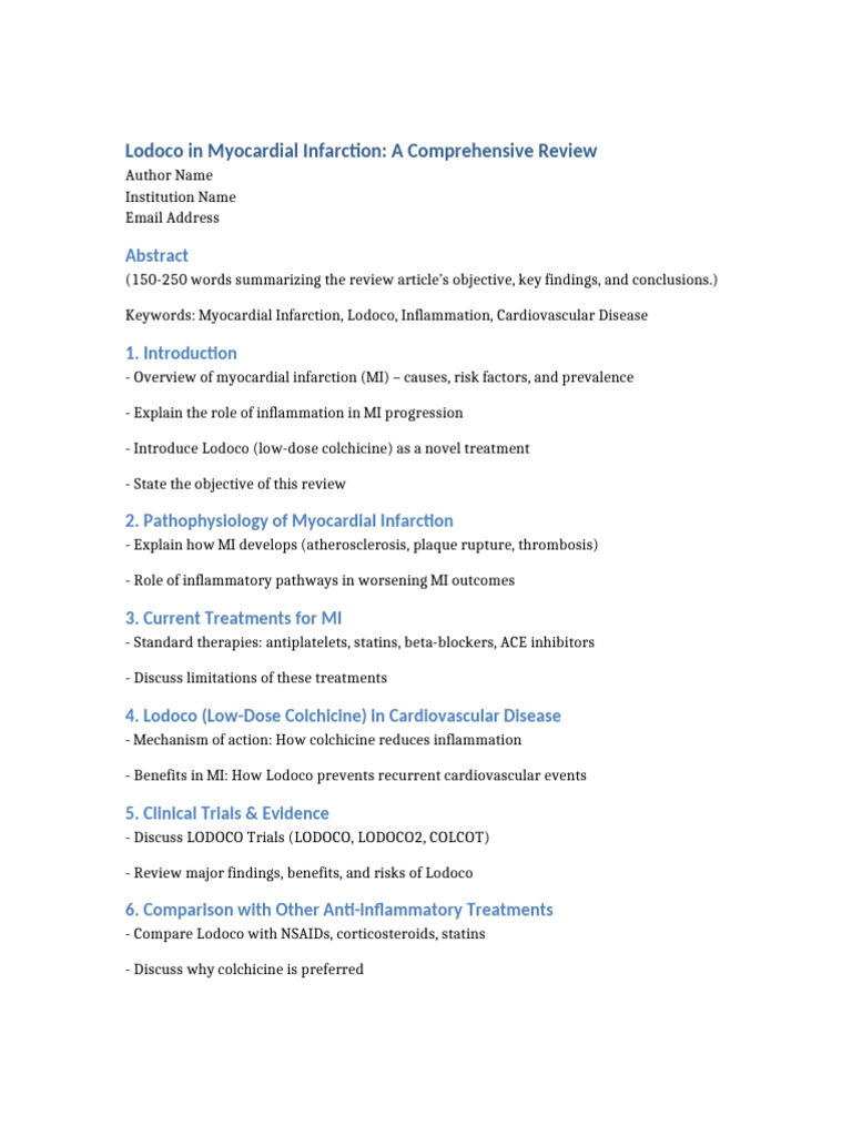 Lodoco in Myocardial Infarction Review | PDF