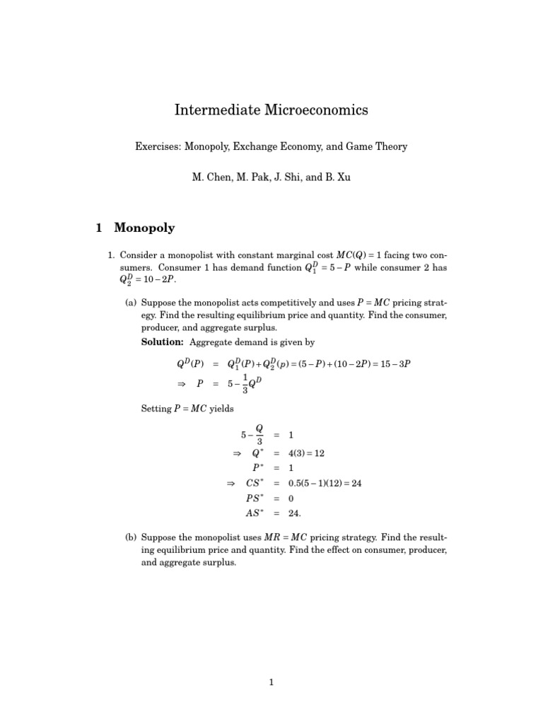 Monopoly Pricing Strategies in Microeconomics | PDF | Monopoly ...