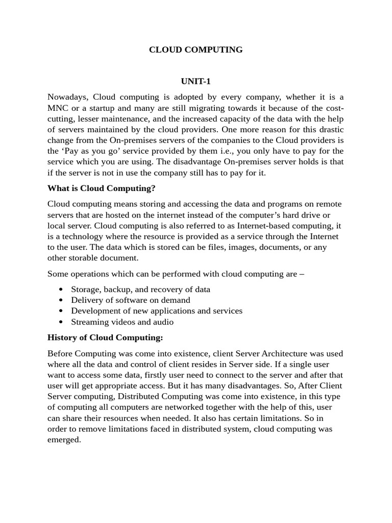 Introduction to Cloud Computing | PDF | Cloud Computing | Software As A ...