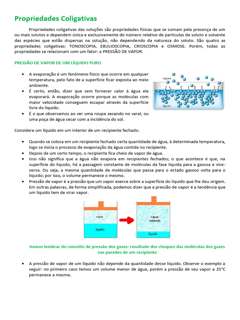 Propriedades Coligativas das Soluções | PDF | Ebulição | Osmose