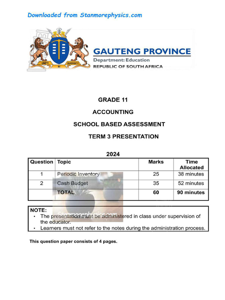GP Accounting Grade 11 Term 3 Case Study 2024 | PDF