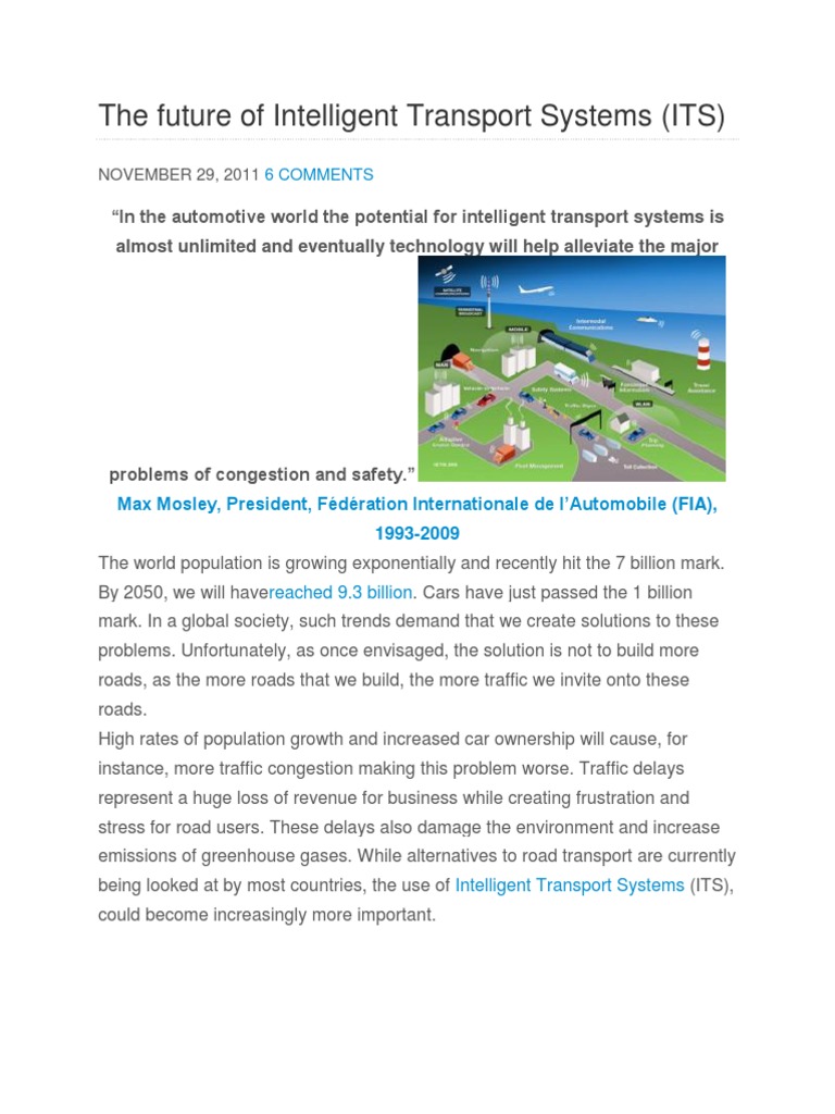 Intelligent Transport Systems Future | PDF | Traffic | Traffic Congestion