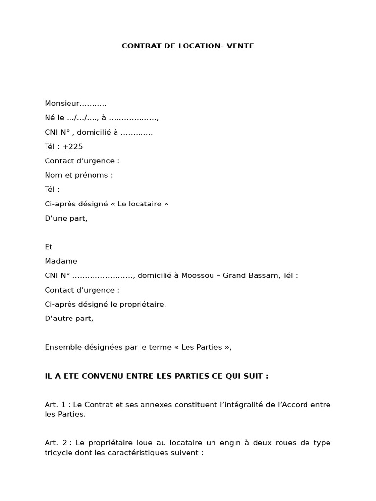 Comment Se Passe Une Location Vente