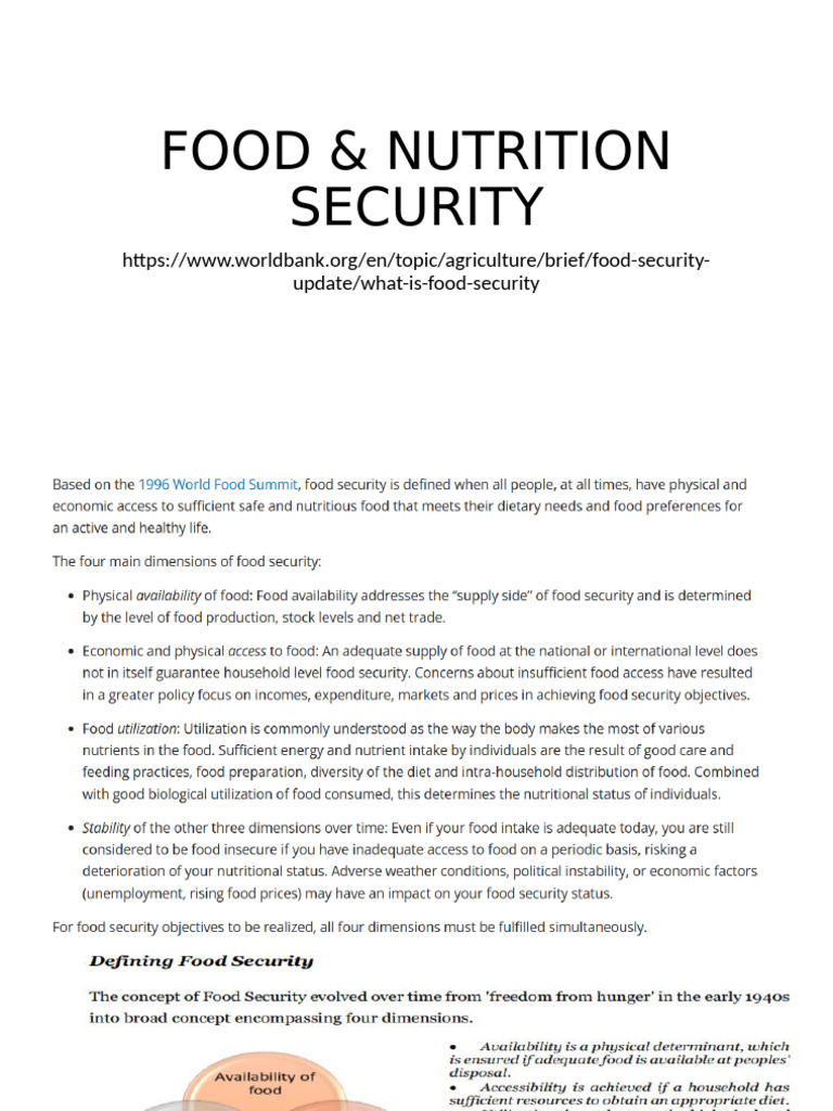 Understanding Nutrition Security | PDF
