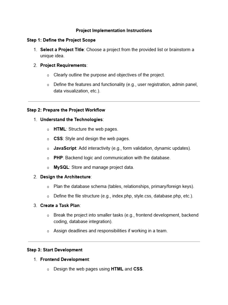 Project Implementation Guide Steps | PDF | Databases | World Wide Web