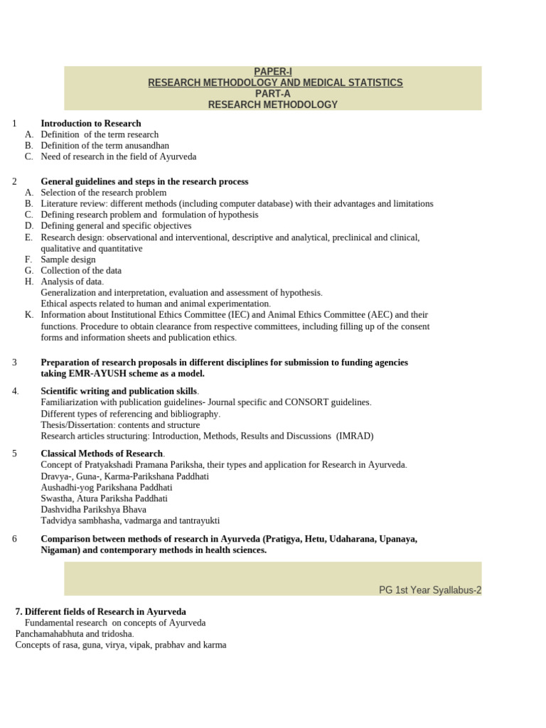 Research Methodology in Ayurveda | PDF | Sampling (Statistics ...