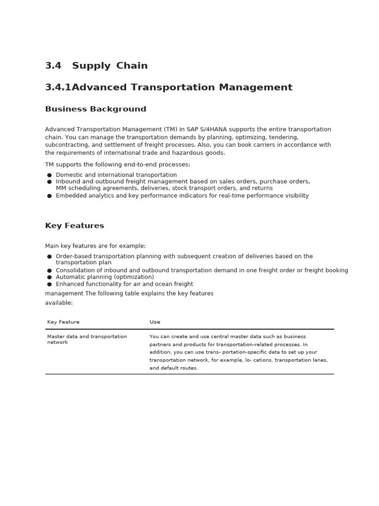 Advanced TM in SAP S/4HANA Overview | PDF | Cargo | Warehouse