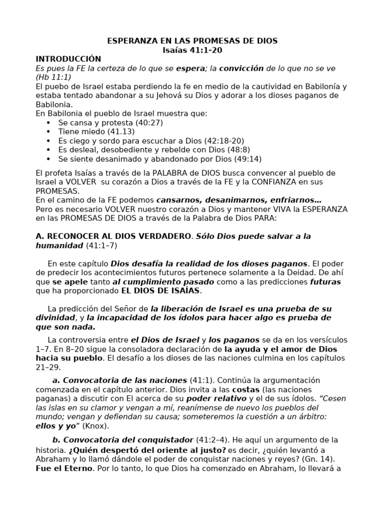 Esperanza en Las Promesas de Dios | PDF | Dios | Fe