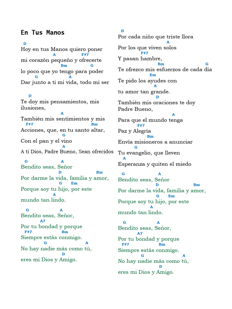 Hoy en tus manos: Ofrecimiento a Dios | PDF